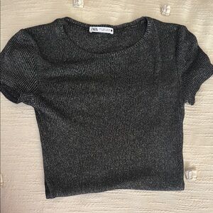 Zara metallic short sleeve shirt